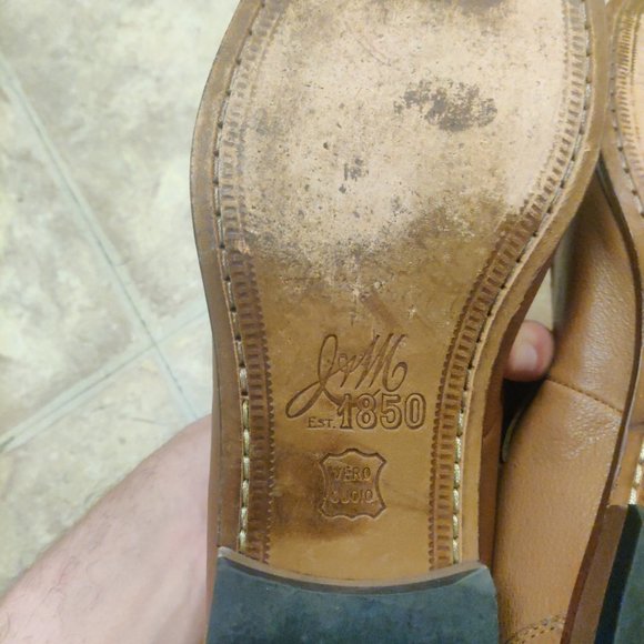 Johnston Murphy 10M Carraway tan calfskin moc venetian loafer blake stitch - Picture 8 of 11